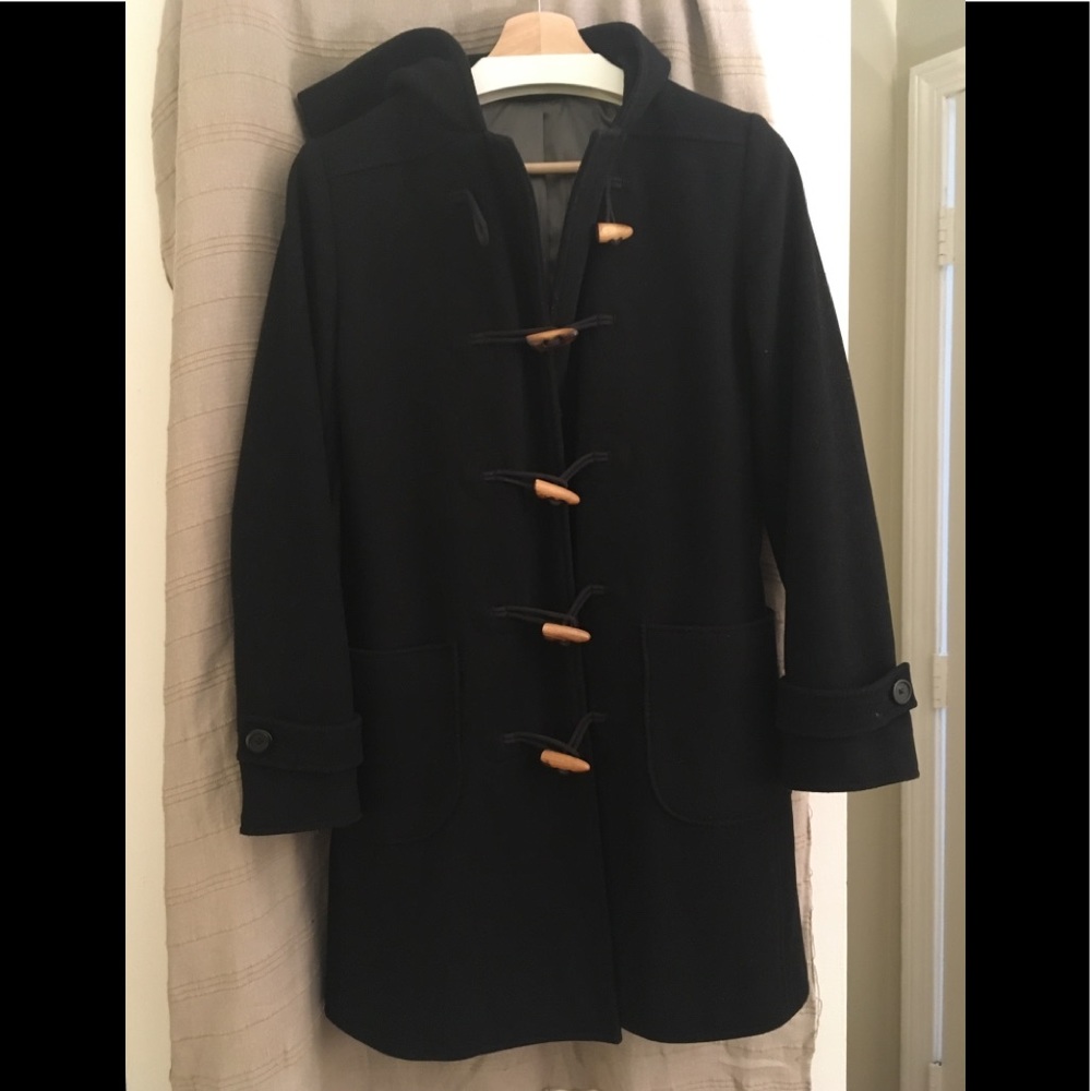 J Crew wool pea coat with wood toggles